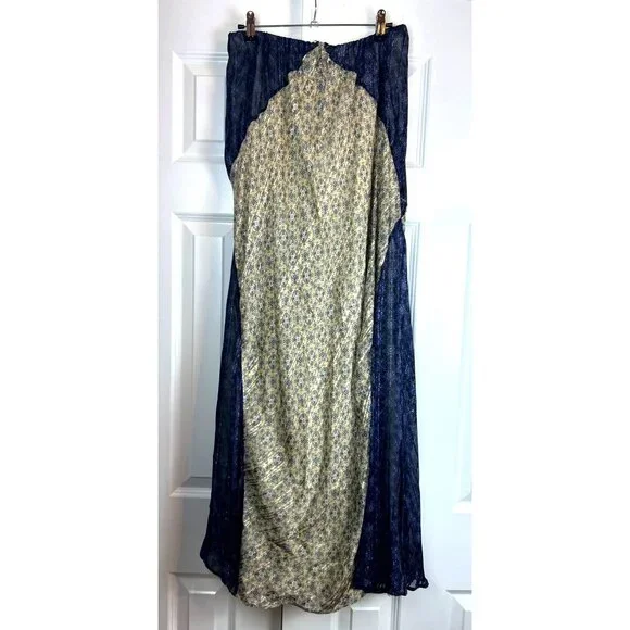 NWT Rag & Bone Delaney Witchy Boho Whimsigoth Metallic Navy Beige Maxi Skirt M - Picture 5 of 12
